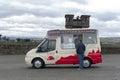 Ice cream vending van at the Esplanade in front of Gatehouse, the main entrance to Edinburgh Castle, Scotland, UK