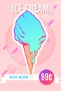 Ice cream vintage poster. Pink background.ation