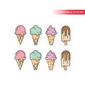 Ice cream with wafer cone colorful icon set Royalty Free Stock Photo