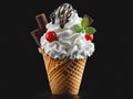 ice cream in a waffel cone Royalty Free Stock Photo