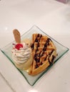 Ice cream waffle cake Royalty Free Stock Photo