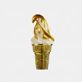 Ice cream in a waffle cone is delicious. Highly detailed 3d rendering illustration mock-up front view. Royalty Free Stock Photo