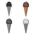 Ice cream in waffle cone icon in cartoon style isolated on white background. Ice cream symbol stock vector illustration. Royalty Free Stock Photo