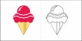 Ice cream waffle cone kids coloring