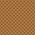 Ice cream waffle cone texture. Chocolate wafer background seamless pattern. Vector flat cartoon illustration Royalty Free Stock Photo