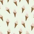 Ice cream waffle cones seamless pattern. Stylized vector illustration. Royalty Free Stock Photo