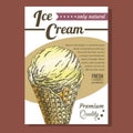 Ice Cream In Waffle Cornet Snow Cone Banner Vector Royalty Free Stock Photo