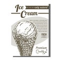Ice Cream In Waffle Cornet Snow Cone Banner Vector