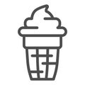 Ice cream in waffle cup line icon, dessert concept, ice-cream sign on white background, icecream icon in outline style