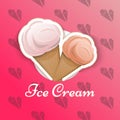 Ice cream is in a waffle cup in the style of a cartoon logo emblem wrap for your product Vector illustration Royalty Free Stock Photo