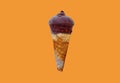 Ice cream with chocolate in orange background