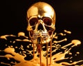 The ice cream was in the form of a skull with a golden spoon.