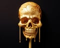 The ice cream was in the form of a skull with a golden spoon.