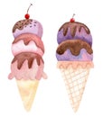 Ice cream watercolor illustration