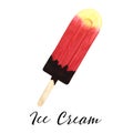 Ice cream watercolor sweet dessert isolated food illustration