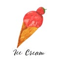 Ice cream watercolor sweet dessert isolated food illustration