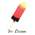 Ice cream watercolor sweet dessert isolated food illustration