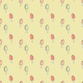 Ice cream yellow and pink seamless pattern. Vector background.