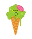 Ice Cream Zombie isolated. Pistachio green Frozen Sweet. vector illustration