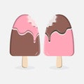 Ice creame couple vector cartoon doodles