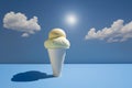 ice creams coconut milk on blue background. Ice cream cone on blue background lots of empty space for text AI generation Royalty Free Stock Photo