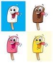 Happy cartoon character ice creams
