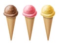 Ice creams in three flavors for summer