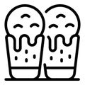 Ice creams in waffle cups icon, outline style
