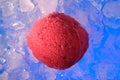 Ice crean red on blue background