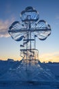 Ice cross in winter. Epiphany Orthodox holiday on a place of ice-hole swimming Royalty Free Stock Photo