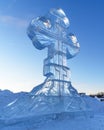 Ice cross in winter. Epiphany Orthodox holiday on a place of ice-hole swimming Royalty Free Stock Photo