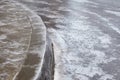 Ice crusted ground, icy road, winter weather Royalty Free Stock Photo