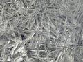 Ice crystal sheet closeup formed over creek Royalty Free Stock Photo