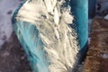 Ice crystals, snow growths on the fence