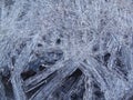 Ice crystals on the water. Christmas background. Frosty pattern. Close-up. Winter snow frost ice snowflakes background.