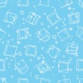 Ice cube babbles and water blue textile print seamless pattern. Royalty Free Stock Photo