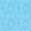 Ice cube babbles and water blue textile print seamless pattern. Royalty Free Stock Photo