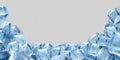 Ice cube background. Realistic freeze water blocks, 3D bunch of volumetric glacial squares template with copy space Royalty Free Stock Photo