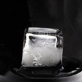 Ice cube on black background. Low key photo Royalty Free Stock Photo