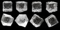ice cube, blocks set isolated on black background Royalty Free Stock Photo
