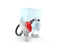 Ice cube character with gasoline nozzle