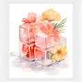 Ice cube flower illustration. generative ai