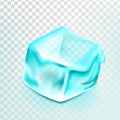 Ice Cube Isolated Transpatrent Vector. Blue Ice Water Block. Cool Glass Drink. Iced Liquid. Realistic Illustration Royalty Free Stock Photo