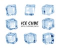 Ice cube isolated on white background. A piece of ice in block shape. Clipping path