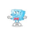 Ice cube lie like Pinocchio character. cartoon mascot vector