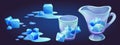 Ice cube melt in water cartoon icon illustration