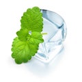 Ice cube with mint leaf Royalty Free Stock Photo