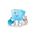 Ice cube play bowling illustration. character vector Royalty Free Stock Photo