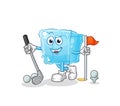 Ice cube playing golf vector. cartoon character Royalty Free Stock Photo