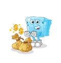 Ice cube refuse money illustration. character vector Royalty Free Stock Photo